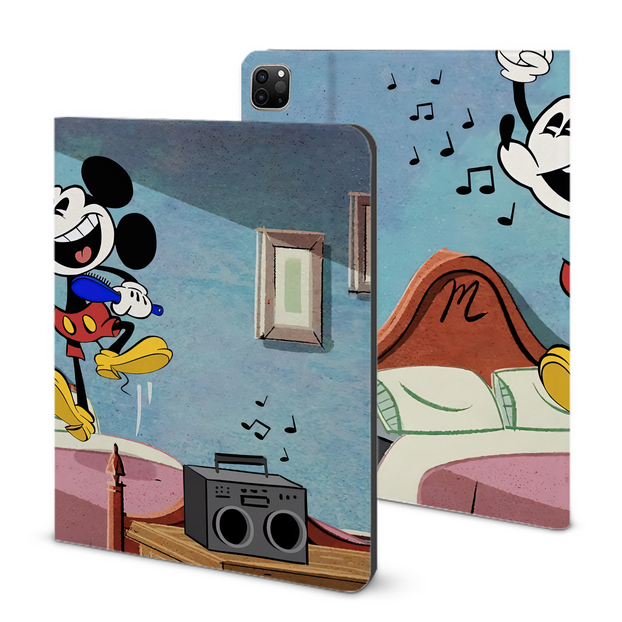 （画像用） ミッキーマウス Mickey Mouse IPad ケース ブック型 PUレザー TPU 耐衝撃 軽量 薄型 ペン収納なし 全面保護 IPad 各モデル対応
